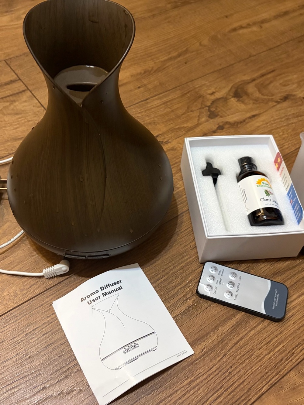 Wood Grain Aroma Diffuser with Essential Oil & Remote